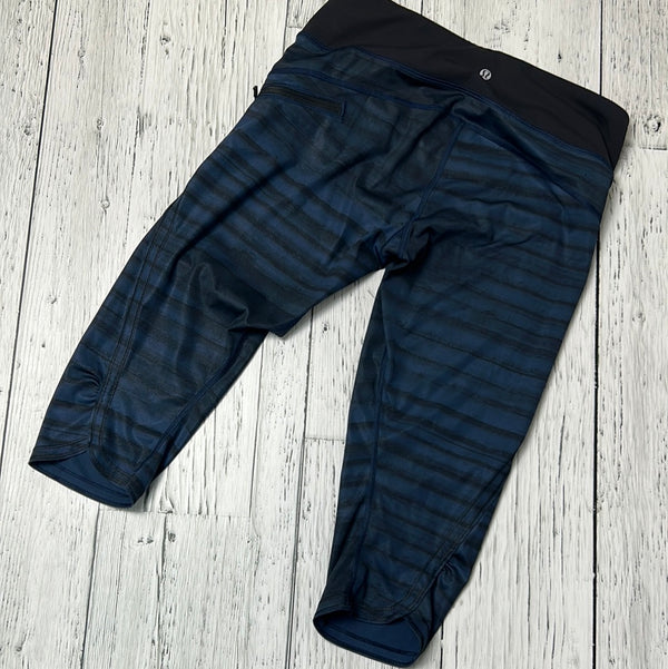 lululemon black/blue stripe crop leggings - Hers 8