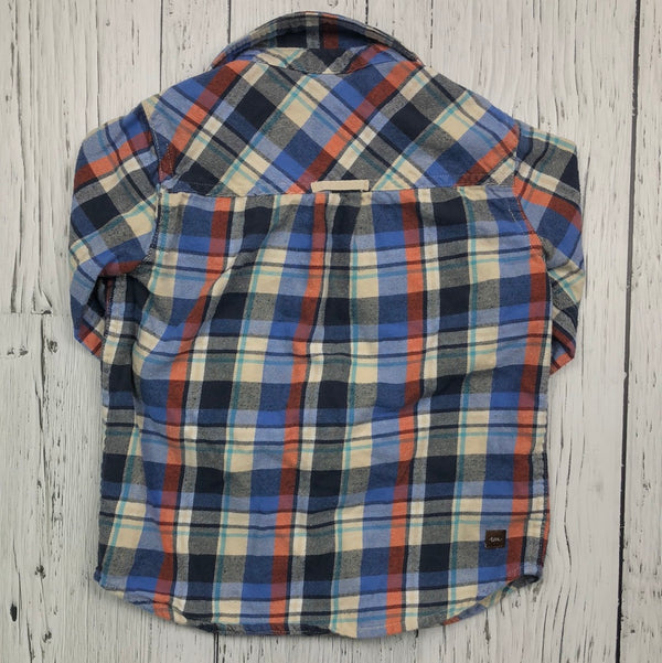 Tea blue orange plaid flannel - Boys 4