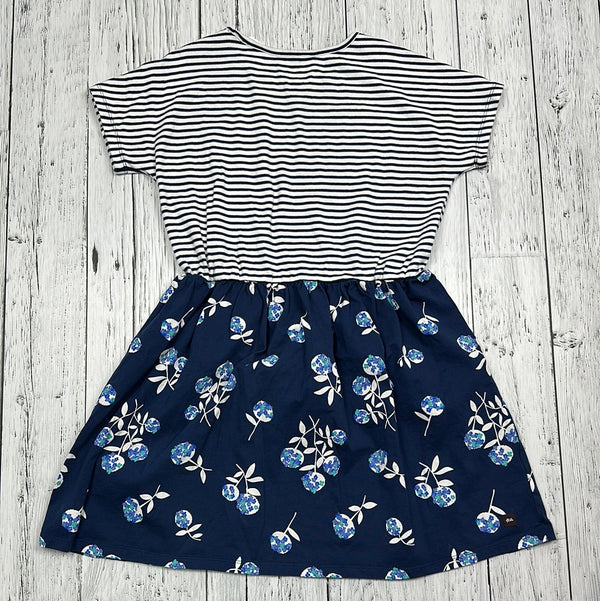 tea Blue/White Striped Floral Dress - Girls 14